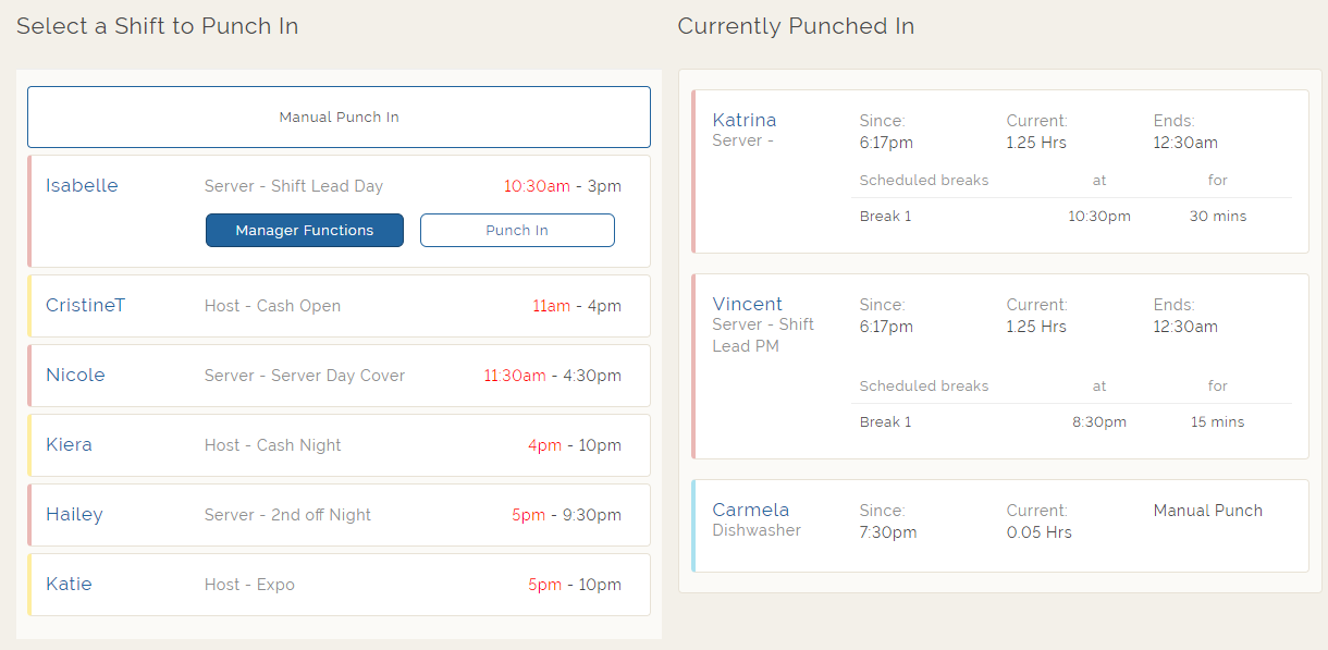 Section 2 Employee and Manager Time Clock Functions Ameego
