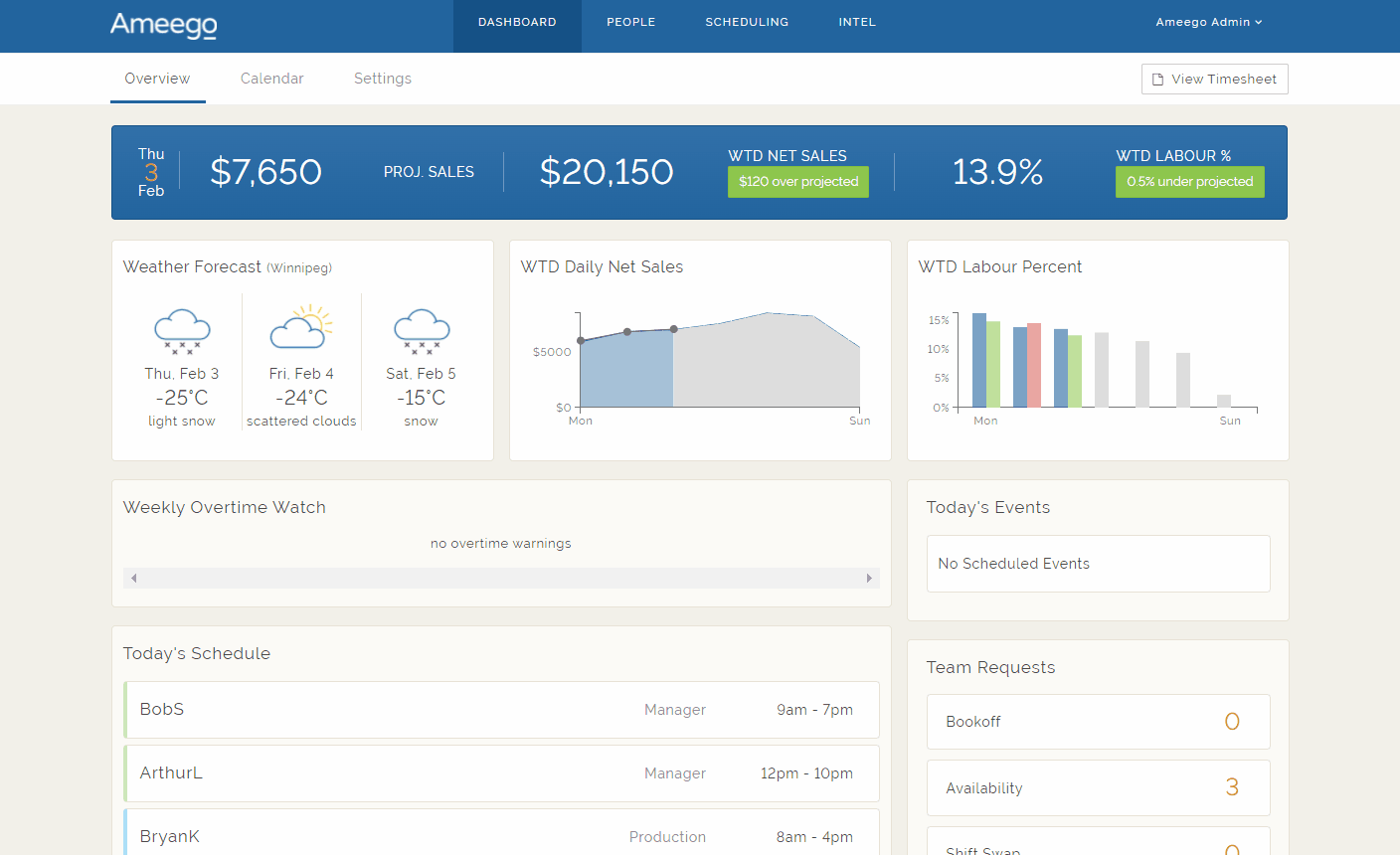 Swappable Shifts on Schedule Ameego